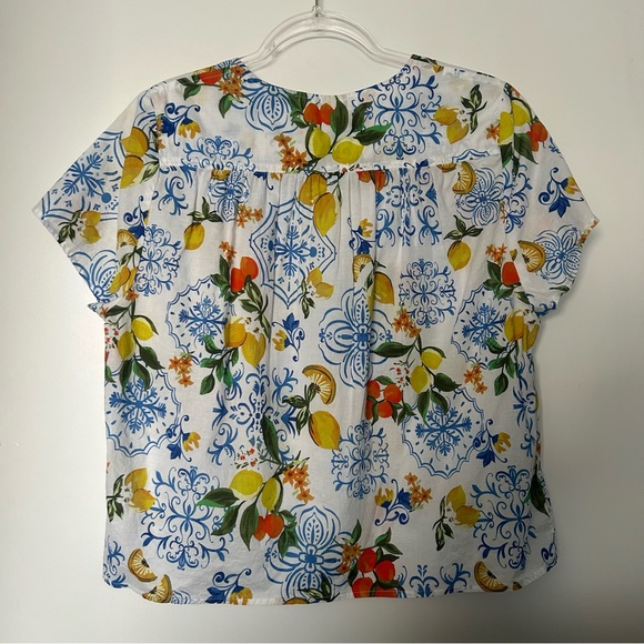 Johnny Was Lemon & Floral Print Lightweight Cotton Short Sleeve Sleep Shirt - Picture 4 of 12